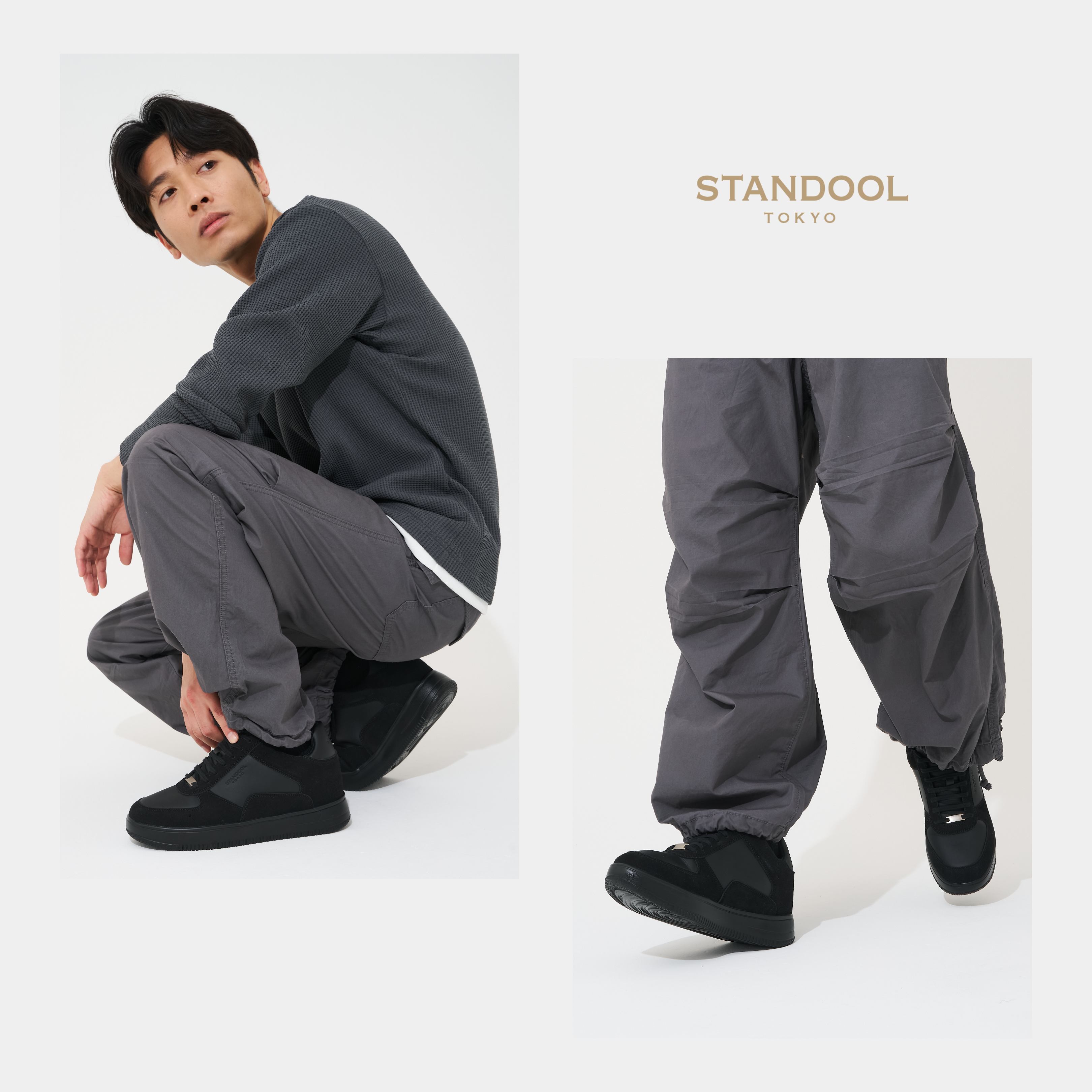 STANDOOL TOKYO｜SACAE DOUBLE BLACK｜軽量スタイルアップスニーカー